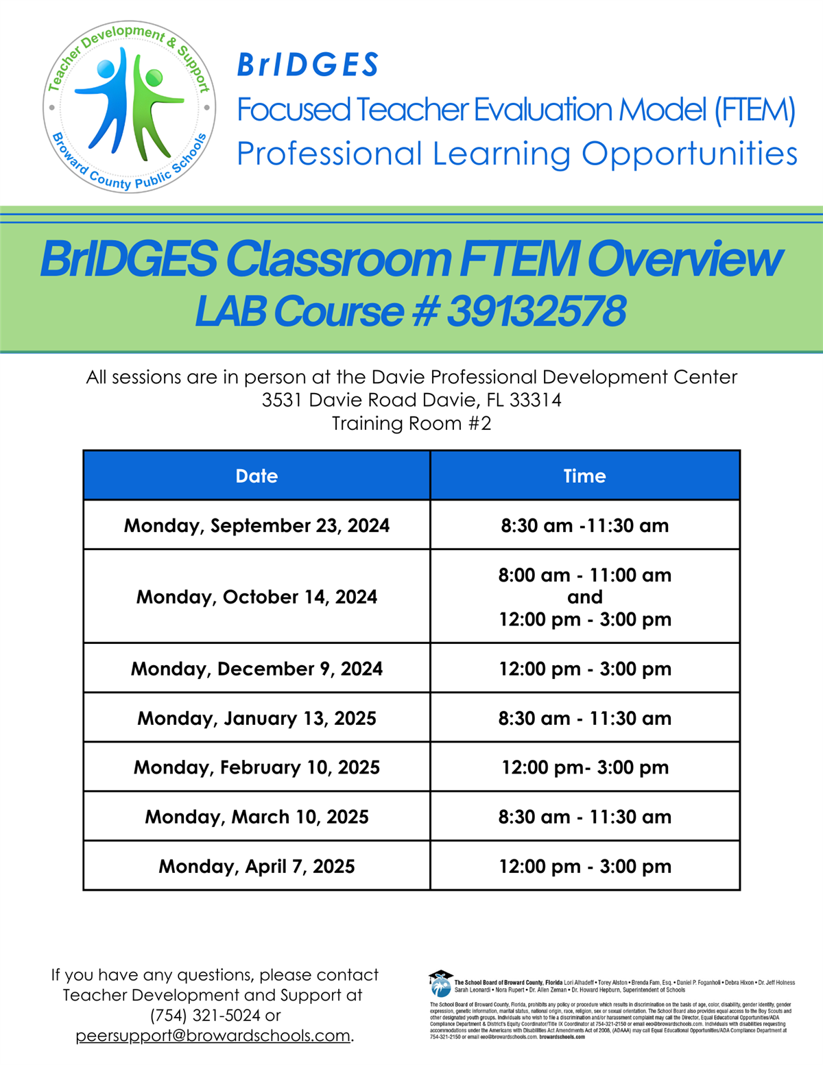 BrIDGES Classroom FTEM PL Offerings Flyer